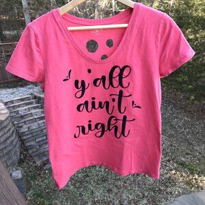 Summer Shirt Size S: Upcycled Cut Out Top, Edgy Fashion, Y'all Ain't Right Tee